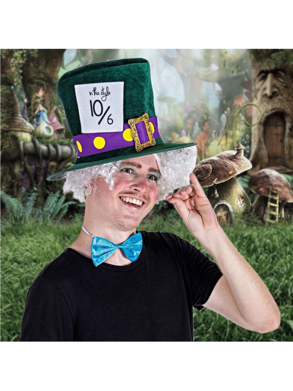 NEW Hauntlook Wonderland Mad Hatter Green Velvet Top Hat Halloween